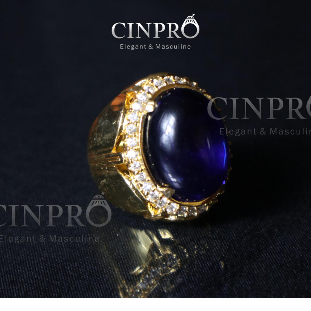 [Cinpro.id ] Cincin Batu Blue Safir Jumbo Ring  Alpaka Super Mewah