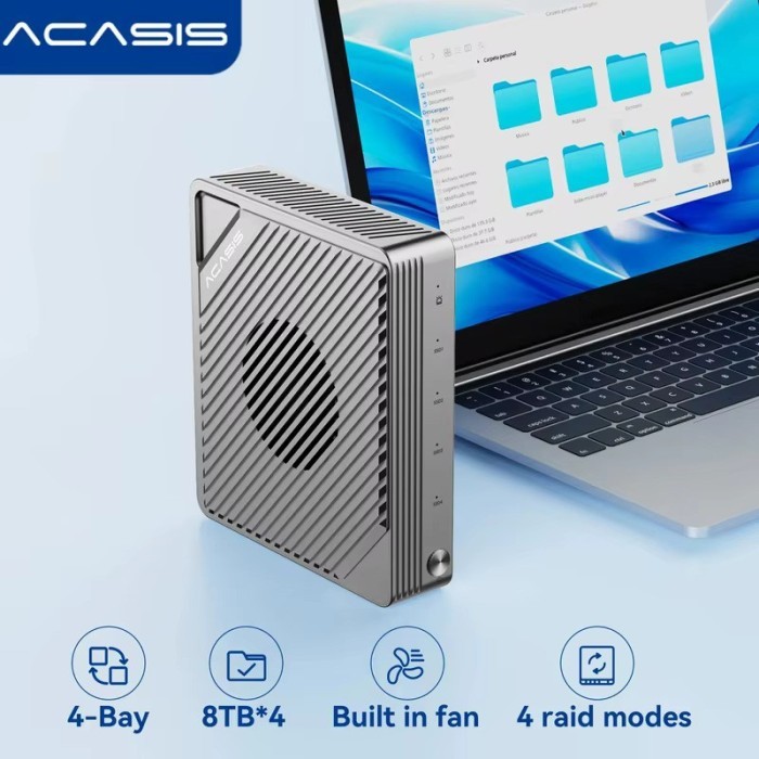 Acasis 4-Bay Thunderbolt 4/3 SSD Enclosure 40Gbps 32TB RAID 0/1/5/10 for Mac/PC, 4K/8K Video Editing