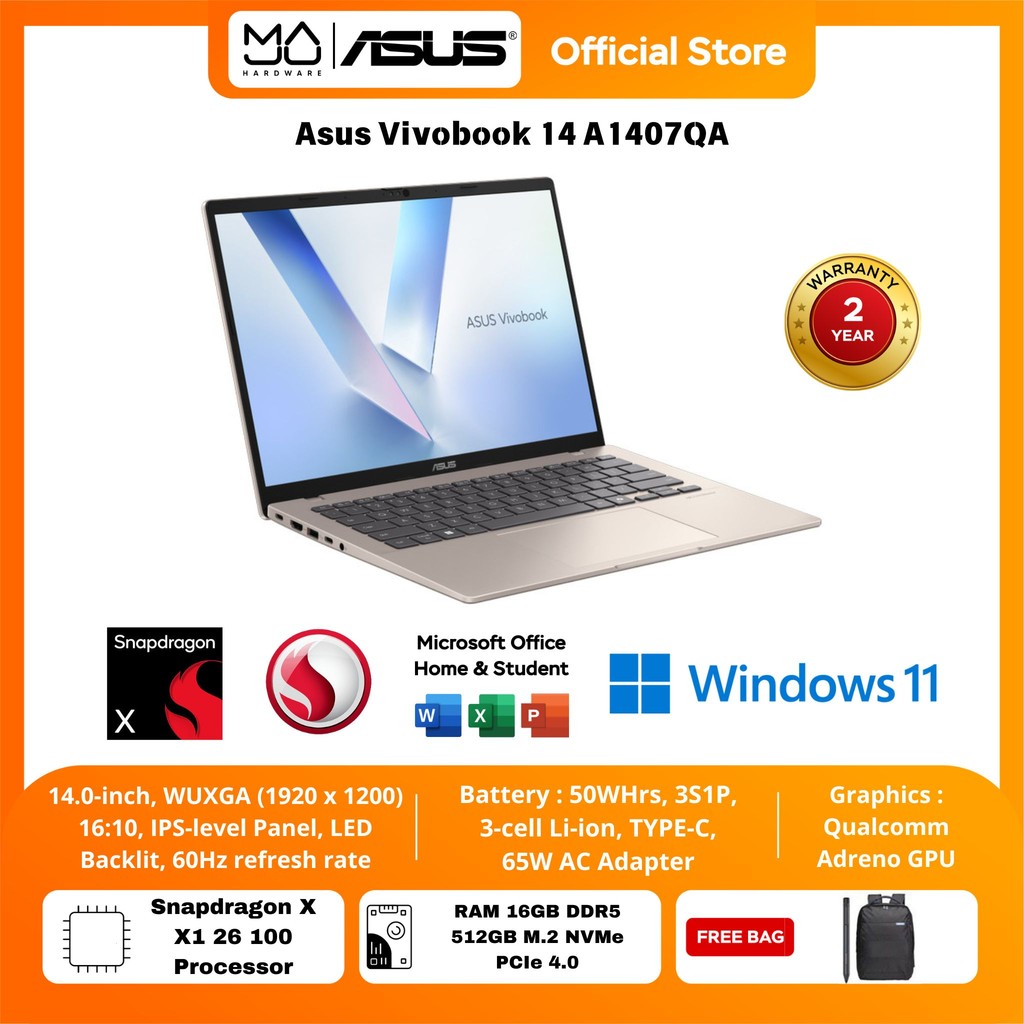 Laptop Asus A1407QA VIPSP151M VIPSP152M VIPSP153M Snapdragon 16GB/512GB SSD