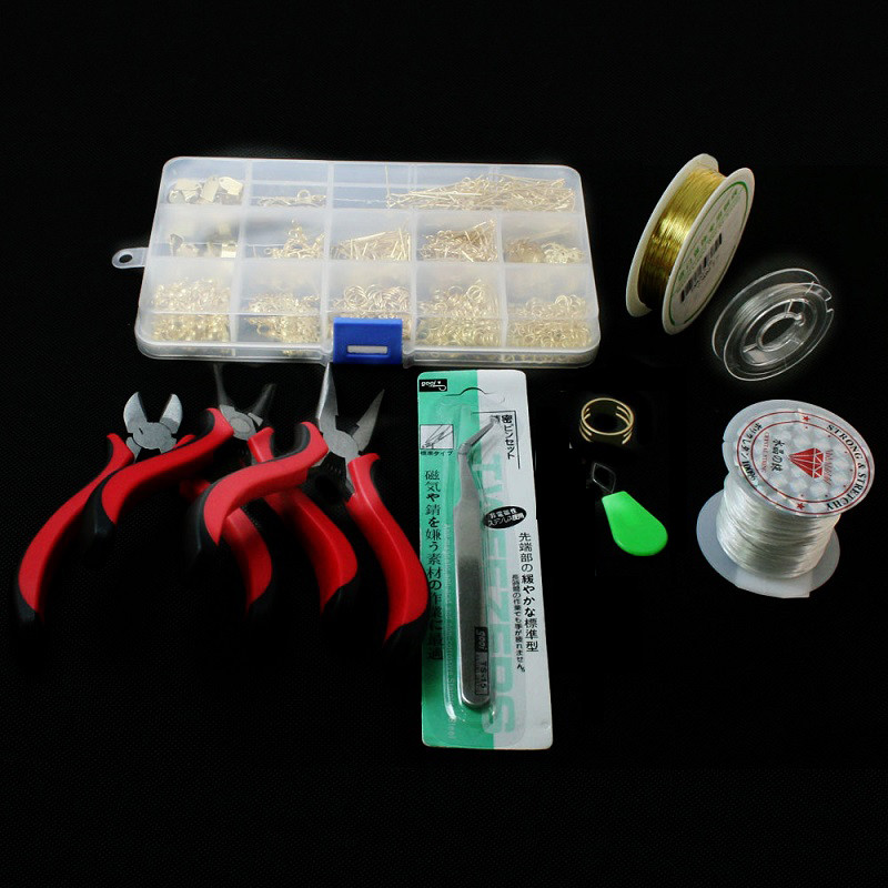 

1 SET JEWELRY MAKING KIT, BEADS CAP/FINDINGS/PLIERS/Pins/Jump Rings/Wire/Thread/Earring/Clasp Fit Jewelry Accessories for DIY