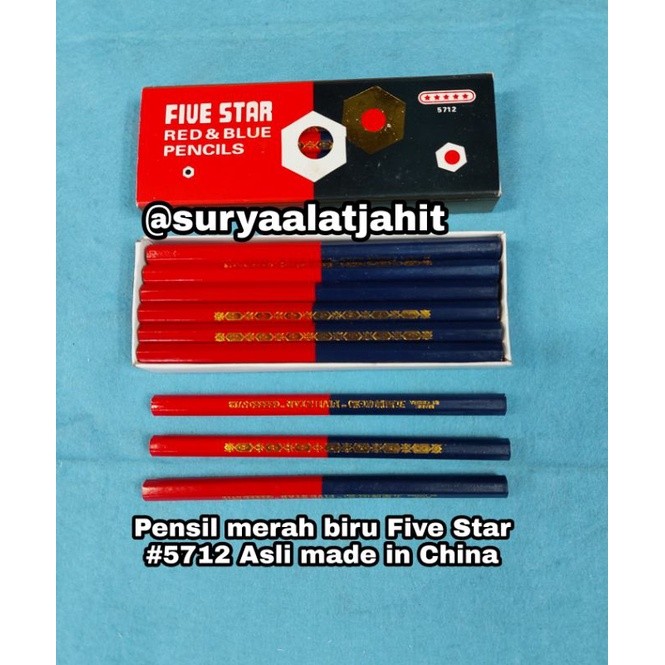 

ORANSHOP Pensil Merah Biru Five Star #5712 Asli @1lsn =rp.27.500/1lsn