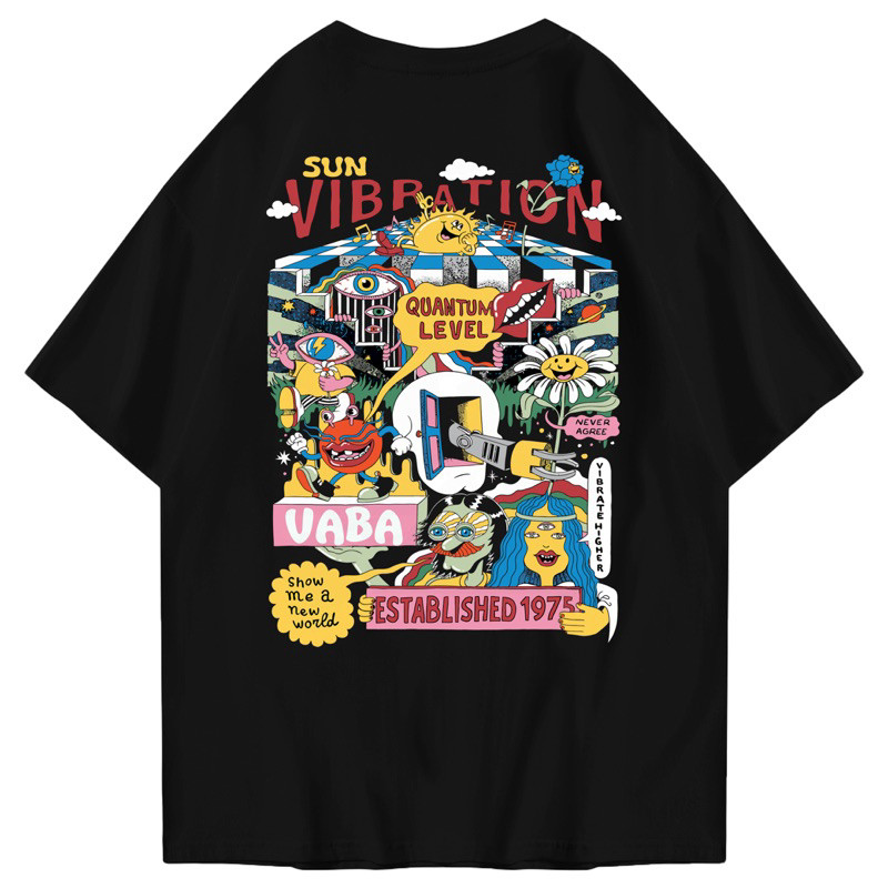 【COD】 VABA Oversized Tshirt Vibration  | Kaos Streetwear Unisex Tee Pria dan Wanita