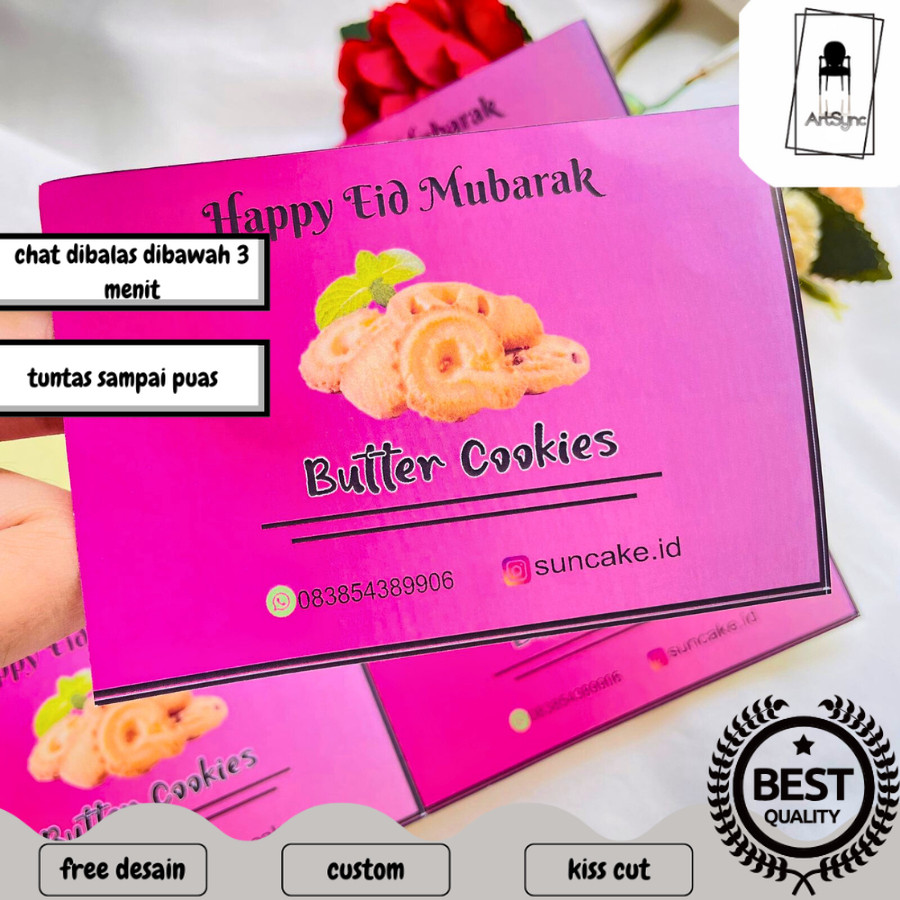 

Syncart STIKER KUE LABEL, KUE KERING, KUE KERING TOPLES, KUE LEBARAN persegi
