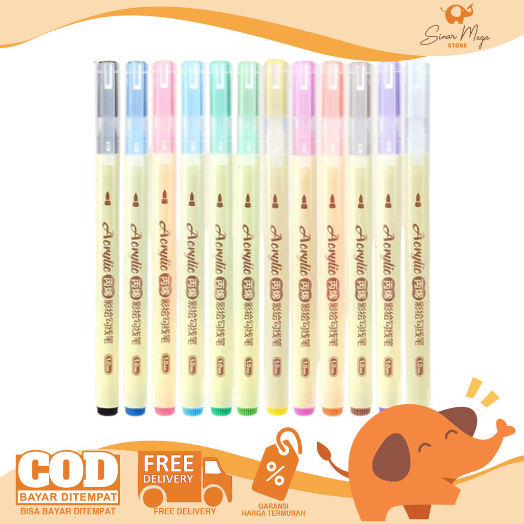

BaoKe Acrylic Pen Color Marker Set 1.0mm - Pulpen Spidol SET Isi 3 / 12 Warna Murah