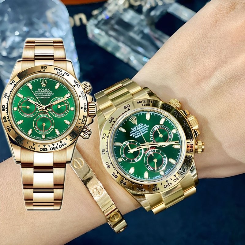 Rolex【100% ASLI Daytona】Jam Tangan Rolex Pria Daytona Green Gold M116508-0013 Diameter 40mm 1year Bu