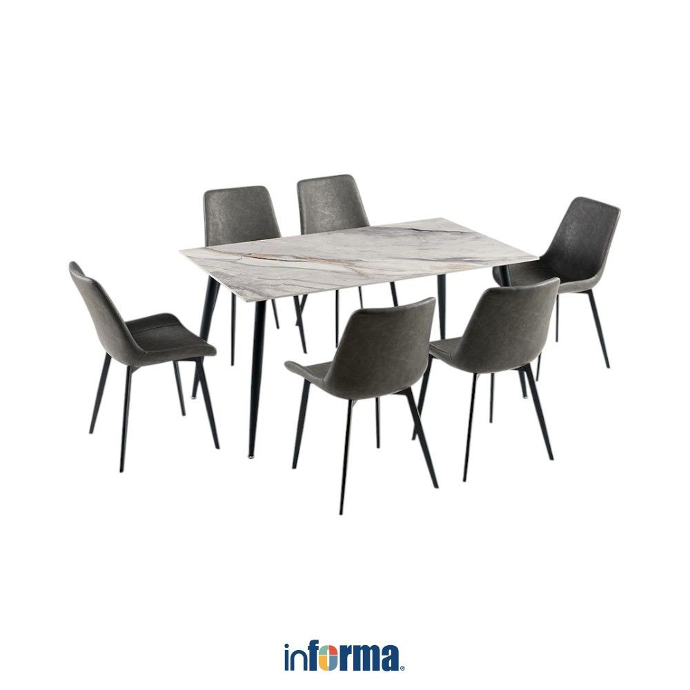 Informa Maudi Set Meja Makan 6 Kursi - Hitam Dining Table Set Meja Kursi Ruang Makan Aesthetic Furni