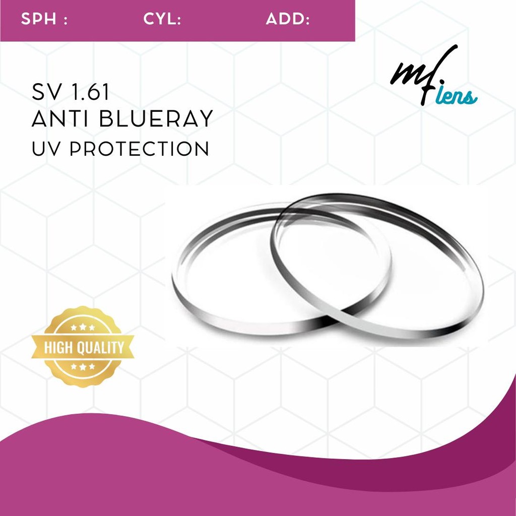 LENSA KACAMATA MINUS ANTI BLUERAY INDEX 1.61
