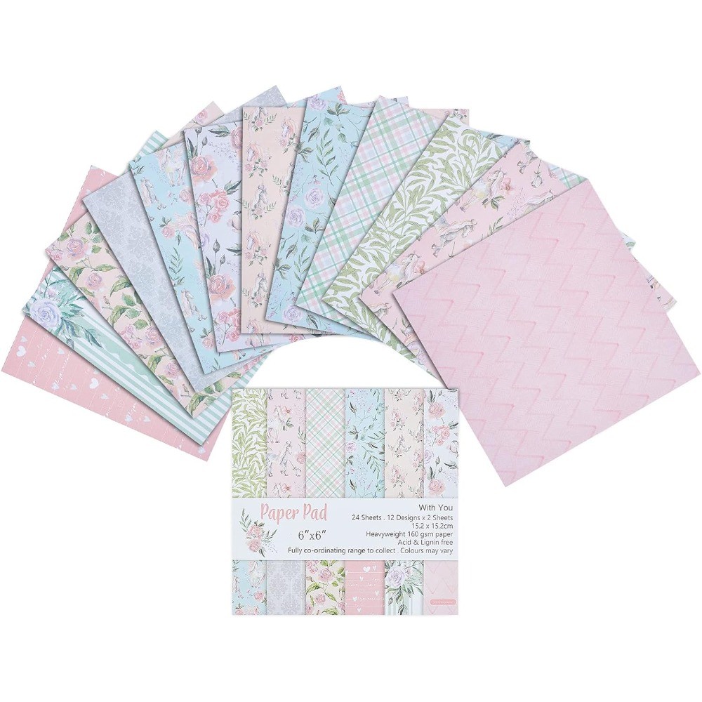 

24 Sheets Pattern Paper Pack Floral Cardstock Papers Pad Decorative Scrapbook Cardstock Collection Single-Sided Patterned 6x6
