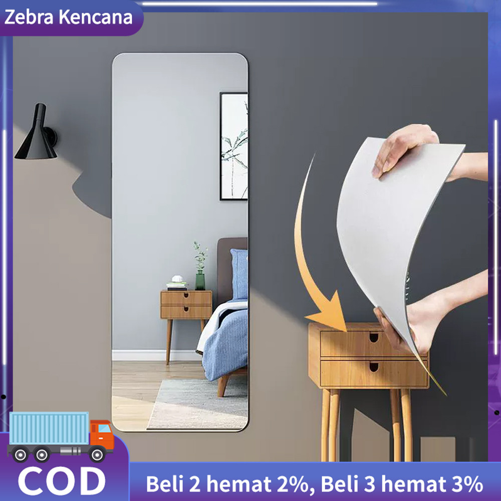 60*100CM 50X200CM Stiker Cermin Kaca Dinding Akrilik Aman Dan Tahan Ledakan Cermin Kaca Cermin Jende