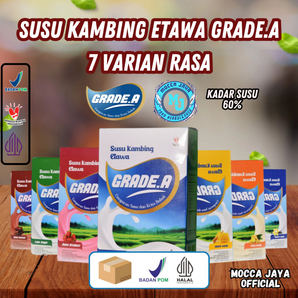 

SUSU KAMBING ETAWA GRADE.A UNTUK TULANG DAN SALURAN PERNAFASAN 200GR 7 VARIAN RASA