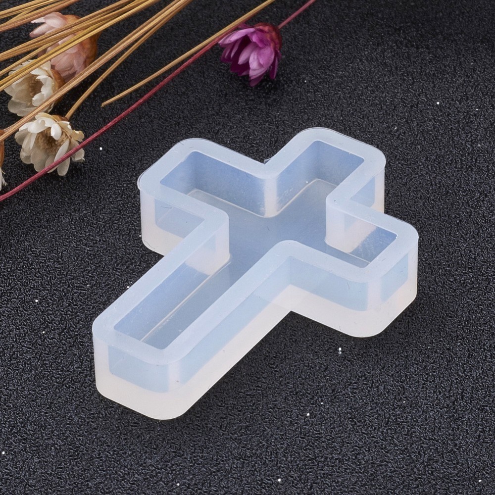

10 pc Cross Shape DIY Silicone Molds Resin Casting Molds For UV Resin Epoxy Resin Jewelry Making White 39x28x7mm