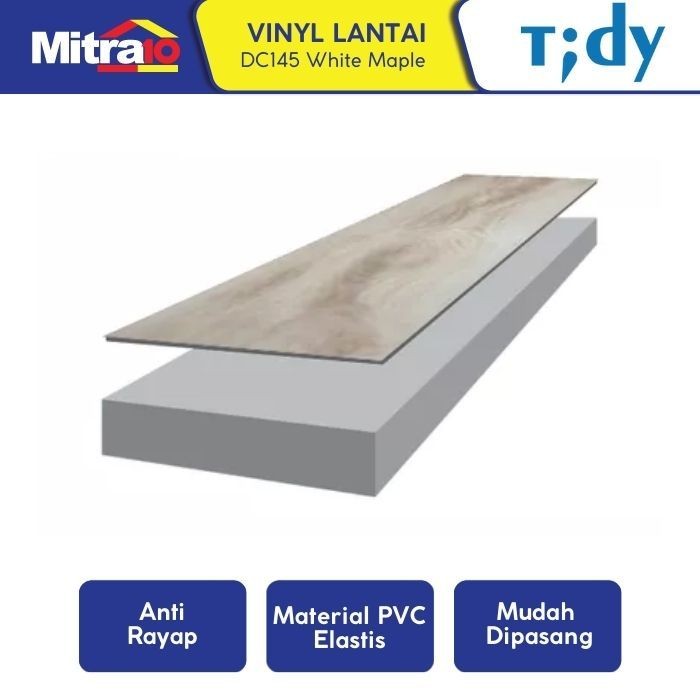 Tidy Vinyl Lantai Motif Kayu DC145 White Maple 90x15 Cm