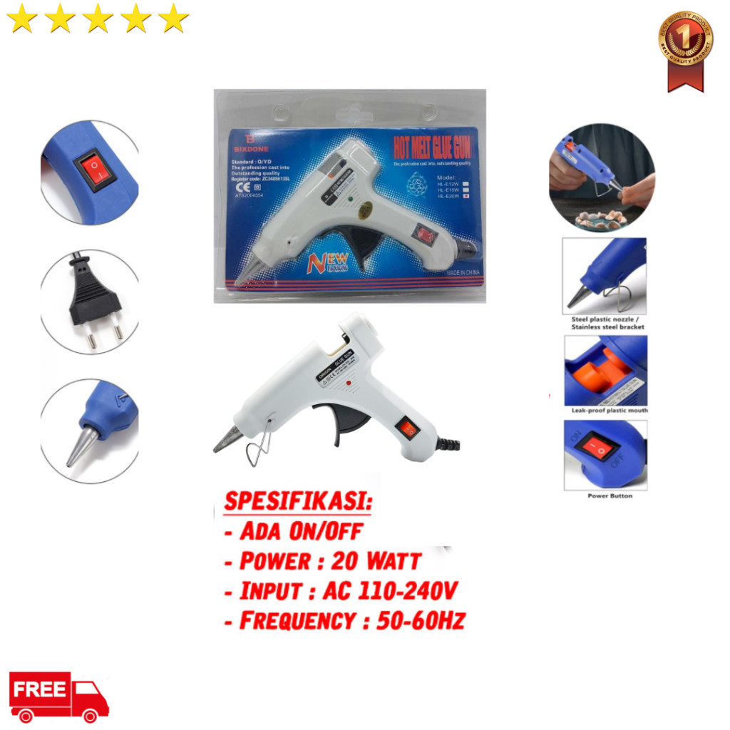 

Alat Lem Tembak - Glue Gun Kecil FCC 20 Watt On/Off / R C