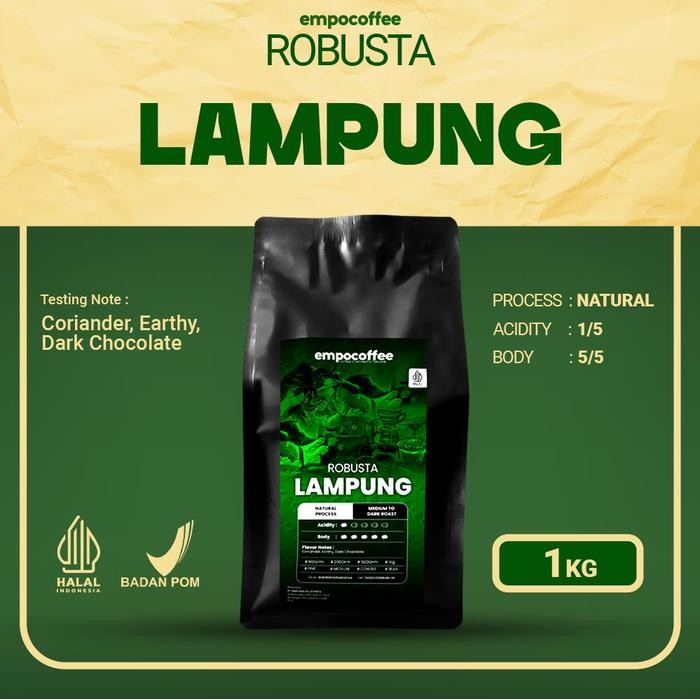 

Kopi Robusta Lampung Tanggamus Sumatra Coffee Bean Espresso Coffe 1 Kg - Biji Kopi