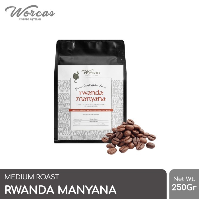 

WORCAS Arabica Rwanda Manyana 250 Gram - Medium Roast - KOPI BIJI