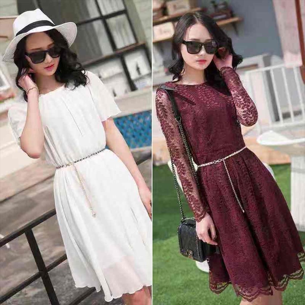 LM 168 - Sabuk Rantai Mutiara Ikat Pinggang Belt Rantai Slim Model Mutiara Imitasi Fashion Wanita