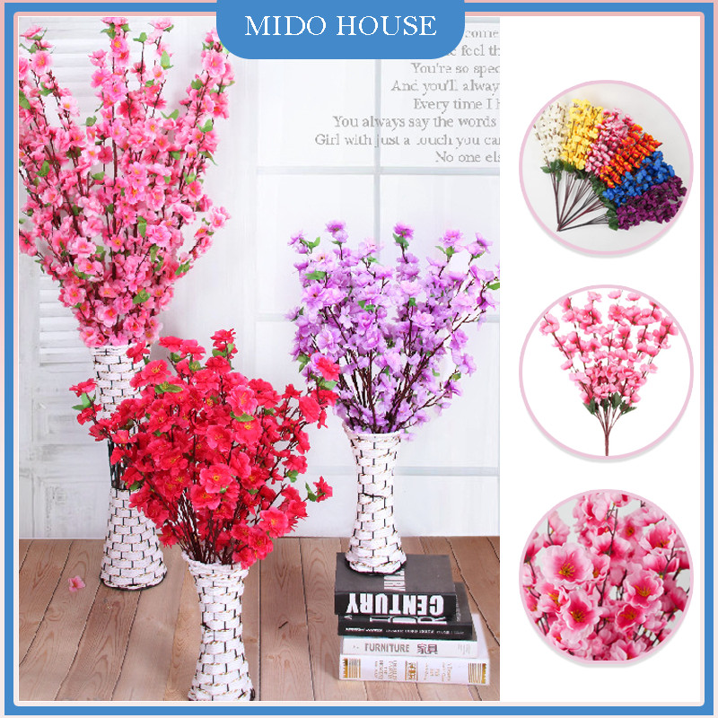 2PCS Bunga Sakura Jepang Cabang 7 Artificial ImportCherry Blossom Buatan Meja Makan Rumah Bunga Kain