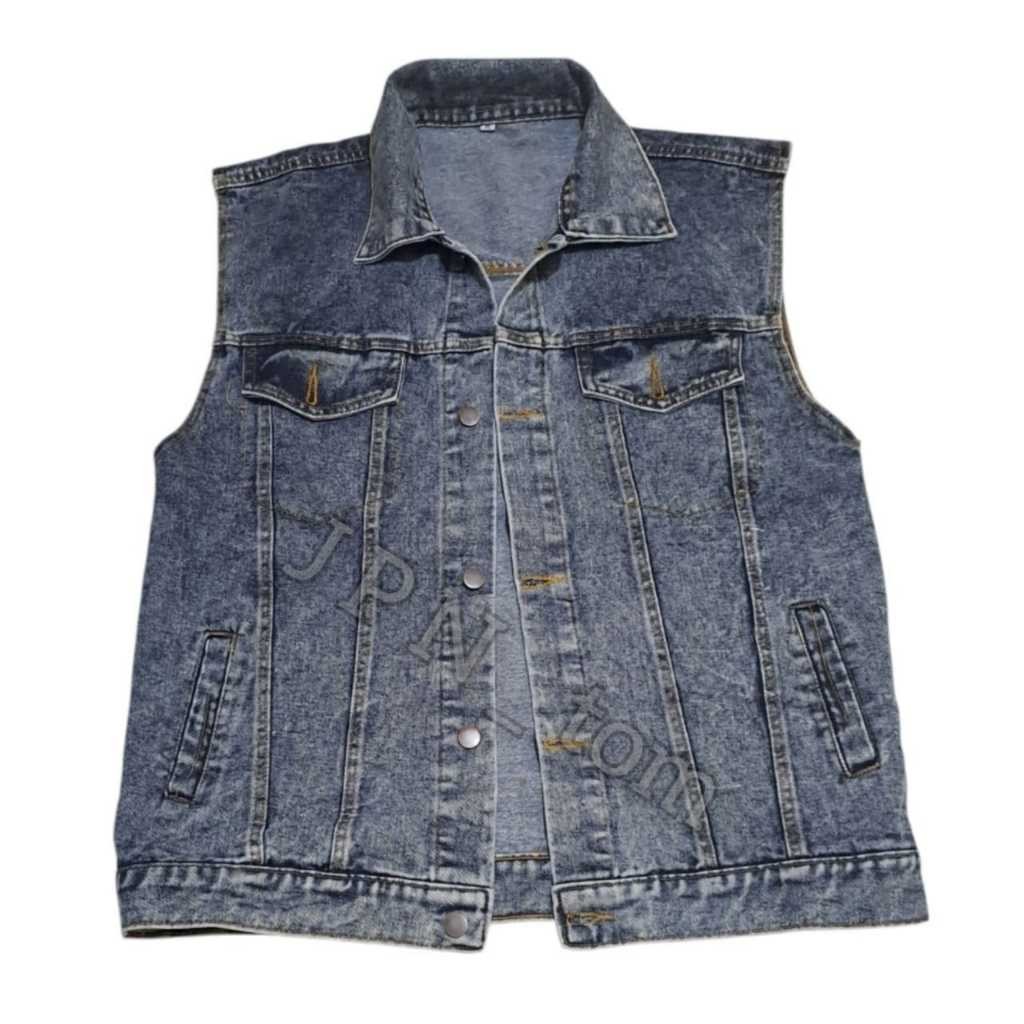 Vest Jeans Pria Rompi Jaket Jeans Jumbo Oversize Rompi Motor Grey Wash S M L XL XXL XXXL XXXXL 5XL