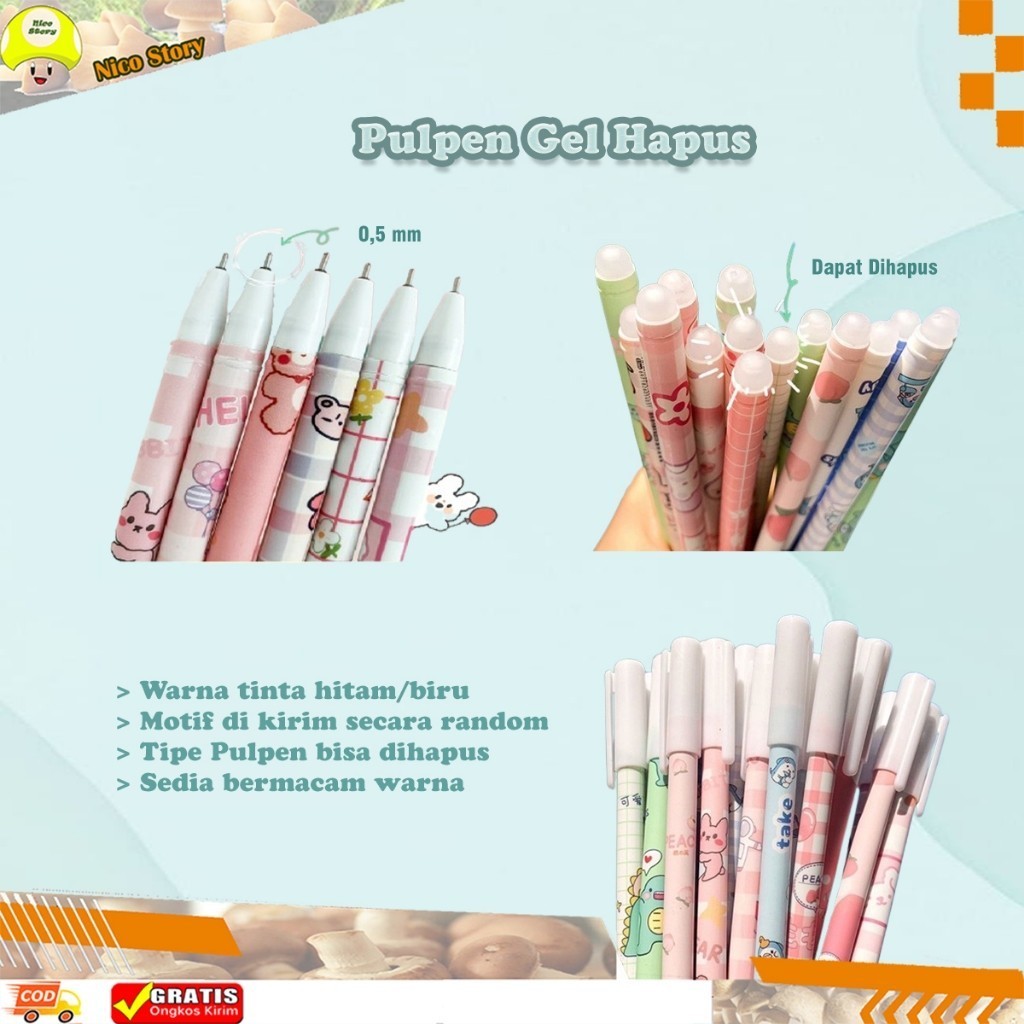 

(NCS) Pulpen Hapus Erasable Pen Bolpen Hapus Motif Karakter Pen Hapus Tinta Hitam / Bolpoin Gel Bisa Dihapus Lucu