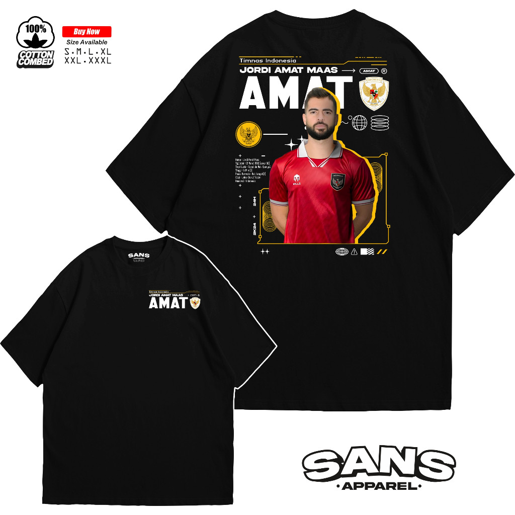 Kaos Jordi Amat Timnas Indonesia Streetwear New Series Combed 30s  / Baju Jordi Amat Timnas Indonesi