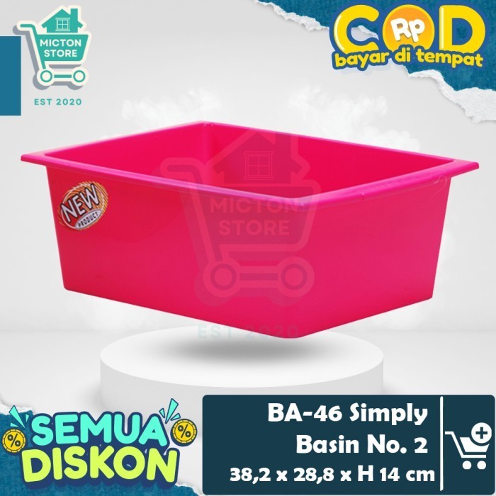 HOMTON Lion Star BA-46 Simply Basin No. 2 Baskom Segi Kotak Square Bak Cuci Daging Buah Sayur Serbag