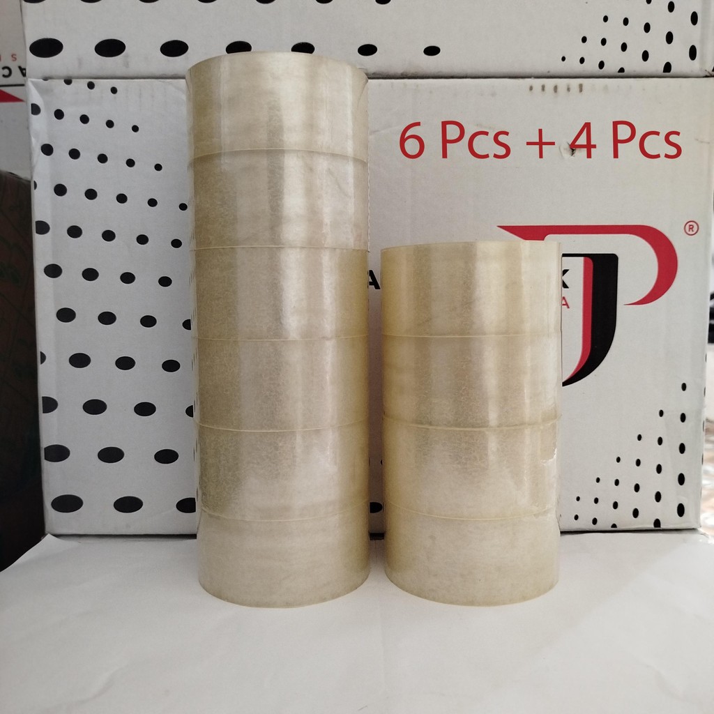 

Paket 10 PCS [ 6+4] - Lakban Bening Ekonomis 45 x 90 yard - Lakban Packing - Jago Pack Indonesia