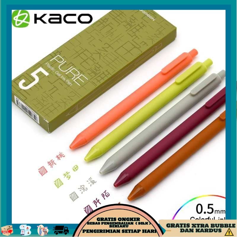 

Kaco PURE Classic II Gel Pen Pena Pulpen 0.5mm 5 PCS (Colorful Ink)