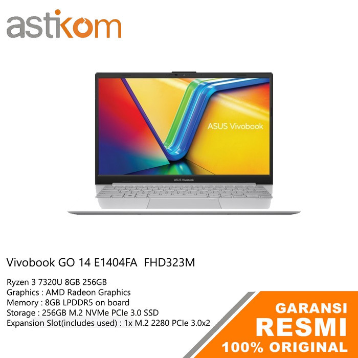 Notebook Laptop Asus Vivobook Go 14 E1404FA FHD323M Ryzen 3 7320U 8GB 256GB W11 OHS Cool Silver