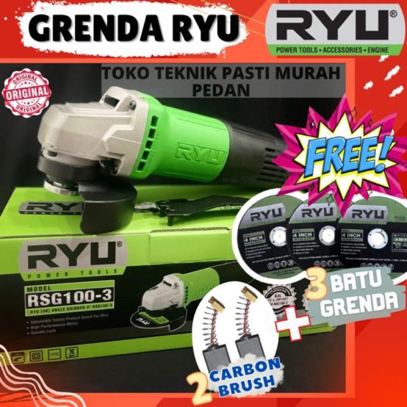 GERINDA RYU *FREE BUBBLE WRAP* TEKIRO RSG100-3/ RSG100-4 GRENDA 4” RSG 100 3 RSG 100 4 Grinda Handsl