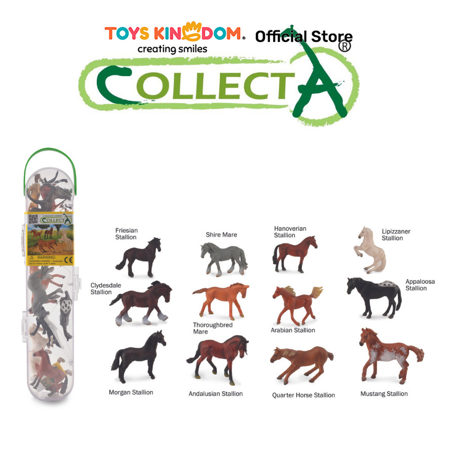 Toys Kingdom Collecta Set Figure Box Of Mini Horses A1109 Mainan Anak-Anak Minifigure Hewan Kids Toy