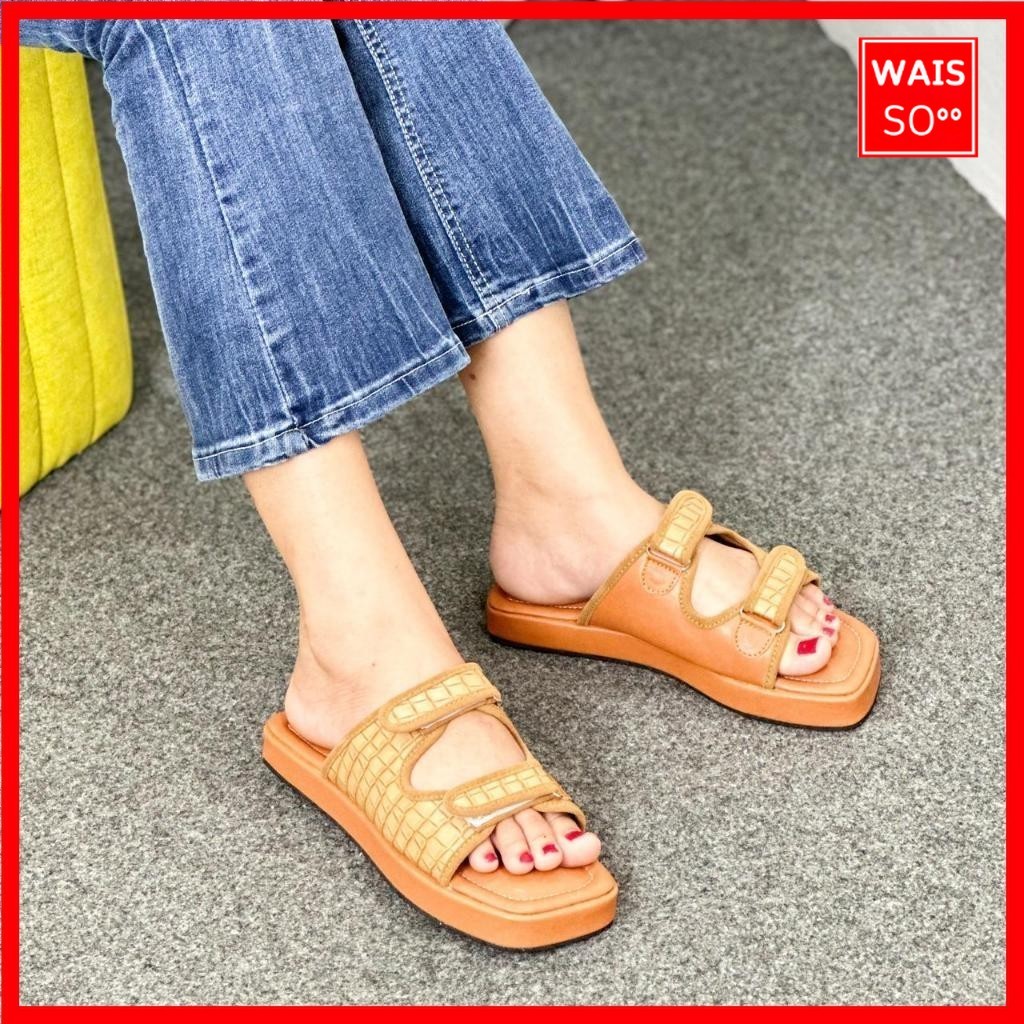 Qwerty-Fanisha Sandal Spon Velcro / Sandal Platform / Sandal Slop / Sandal Wanita / Sandal Spon AP 0