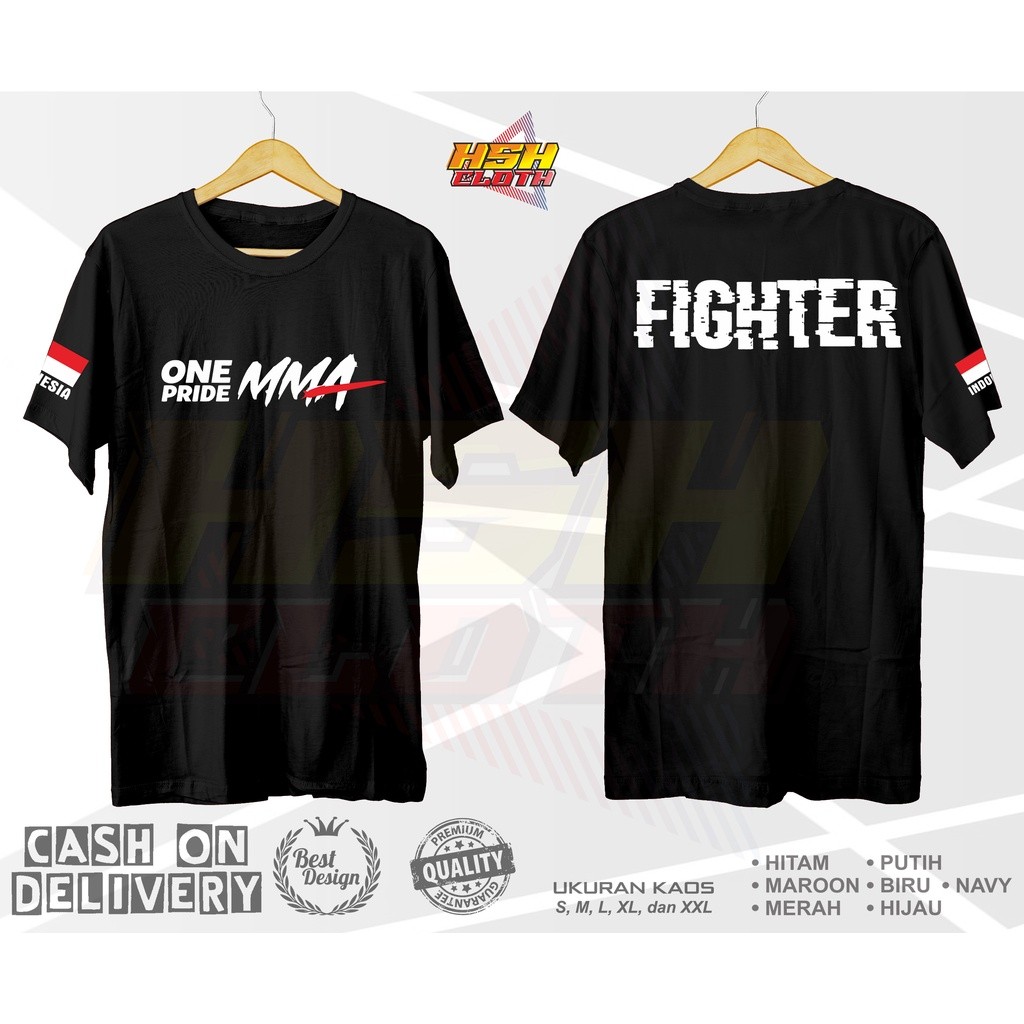 Baju Kaos Distro MMA One Pride MMA Baru FIGHTER Sports Bisa Custom
