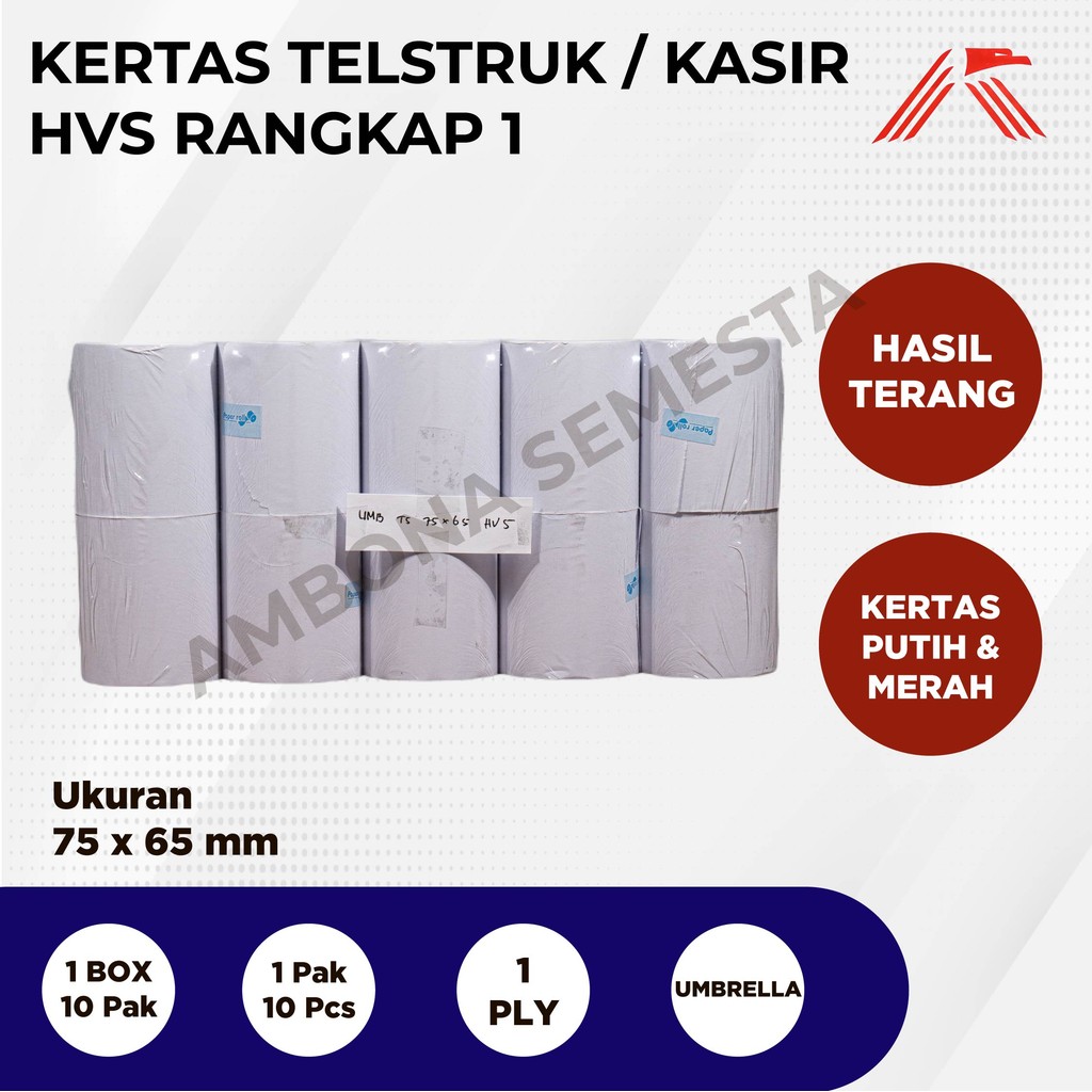 

Kertas Kasir / Telstruk Umbrella 75x65 Hvs @10 Pcs