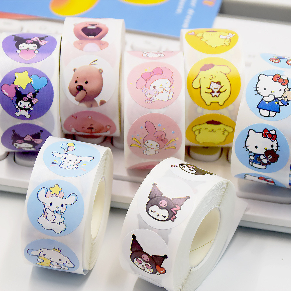 

[MODIS] Stiker Roll Label Sanrio Loopy Lucu Isi 500 Lembar Motif Cartoon Untuk Tempel di Box Packaging