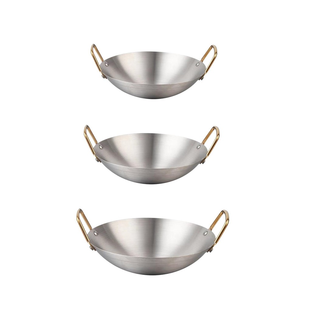 Stainless Steel Wok Frying Pan Cooking Pot Stir Fry Pan for Deep Frying Simmering