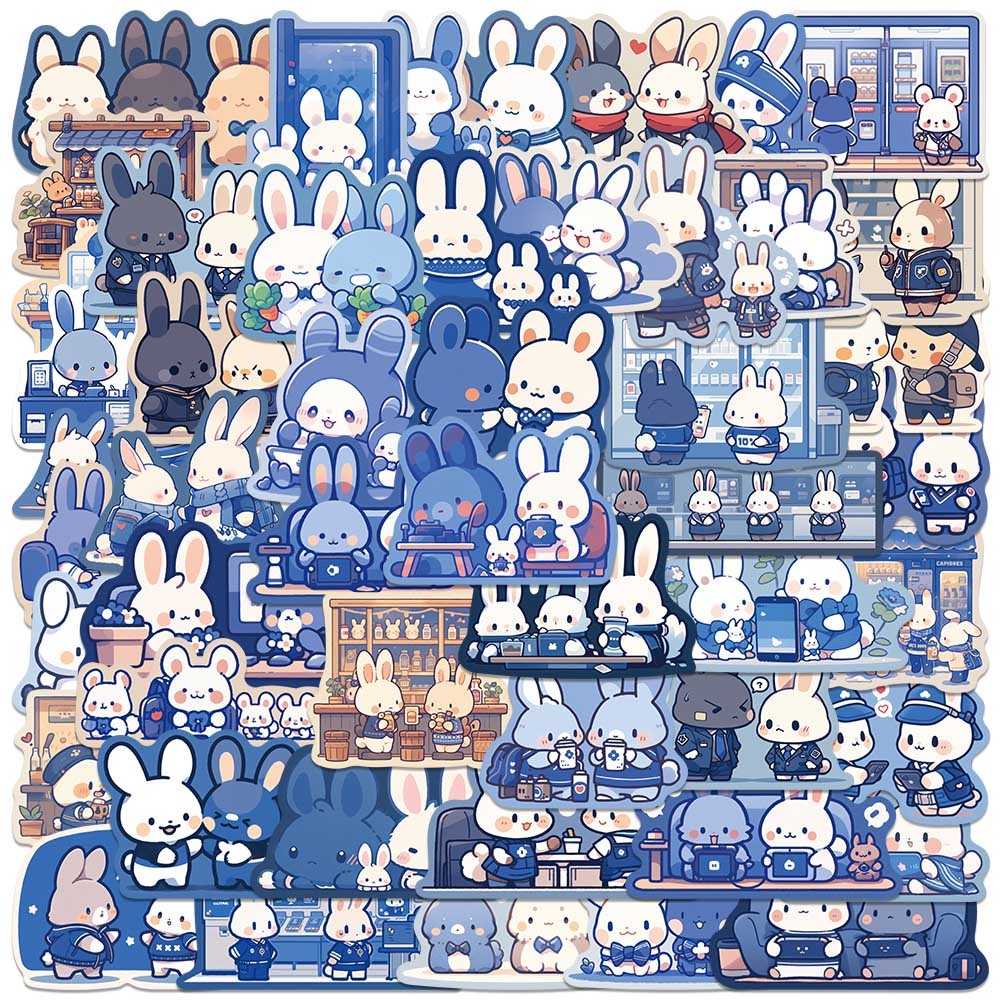 

50pcs Waterproof Graffiti Cute Cartoon Animal Rabbit Bunny Stickers For Luggage Laptop Water Bottle Phone Notebook Vinyl Decals