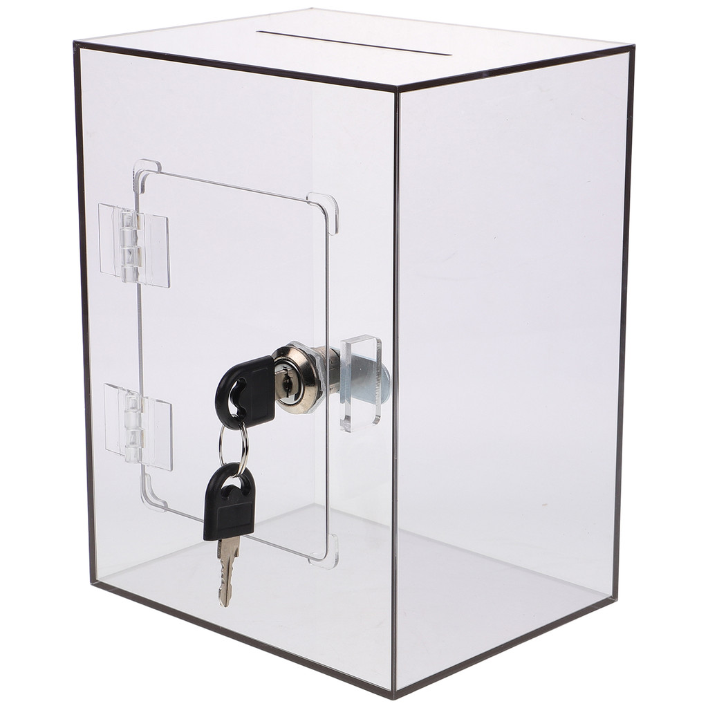 

Pumping Tip Box Clear Window Mailbox Donation Boxes Container Letter Post Light Grey for Fundraising Office