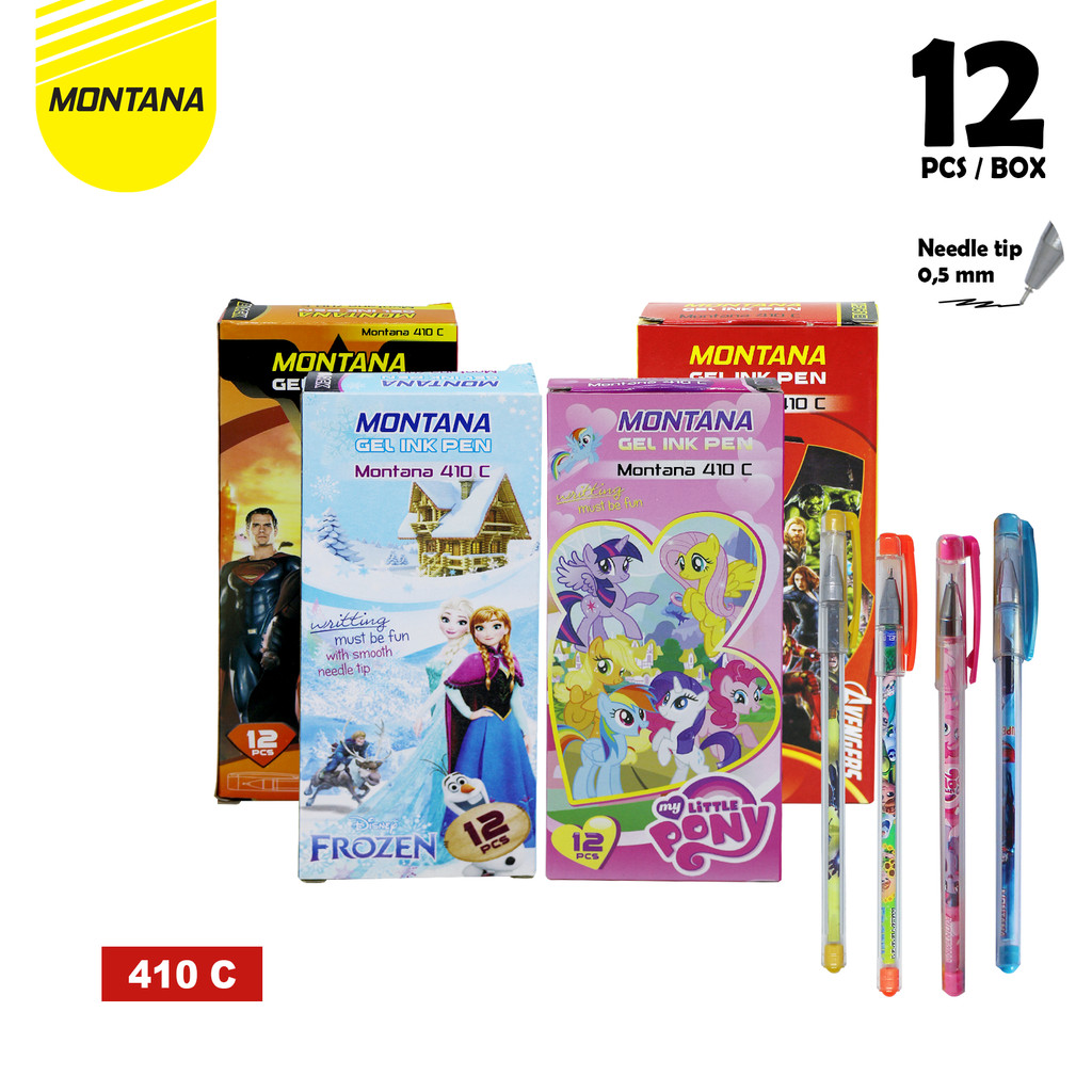 

MONTANA Pulpen Gel 0.5mm 12 Pcs Ballpoint Pen Alat Tulis 410 C Hitam
