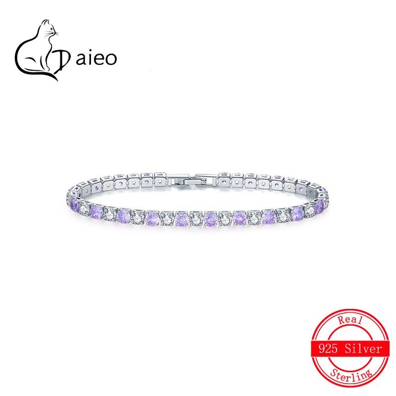 Set Sederhana Penuh Dengan Berlian Gelang Berlian Putih Dan Ungu Aksesoris Serbaguna Yang Indah