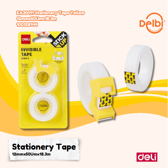 

Isolasi Transparan Invisible Tape DELI 12mm - EA30411 Stationery Tape Yellow 12mmx50Umx18.3m