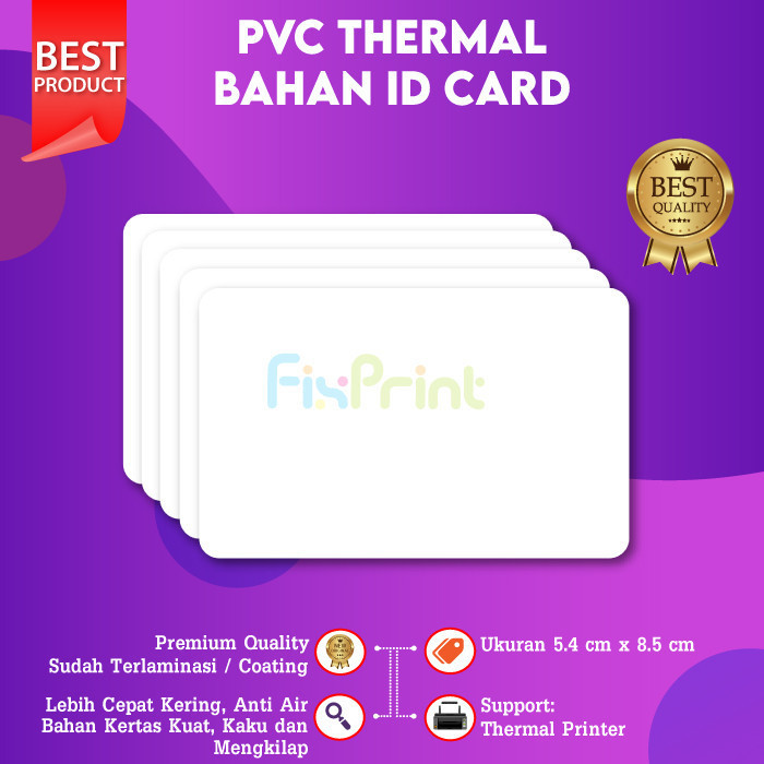 FixPrint PVC Thermal ID Card 8,5cm x 5,4cm Blank bahan PVC Lembaran Baru
