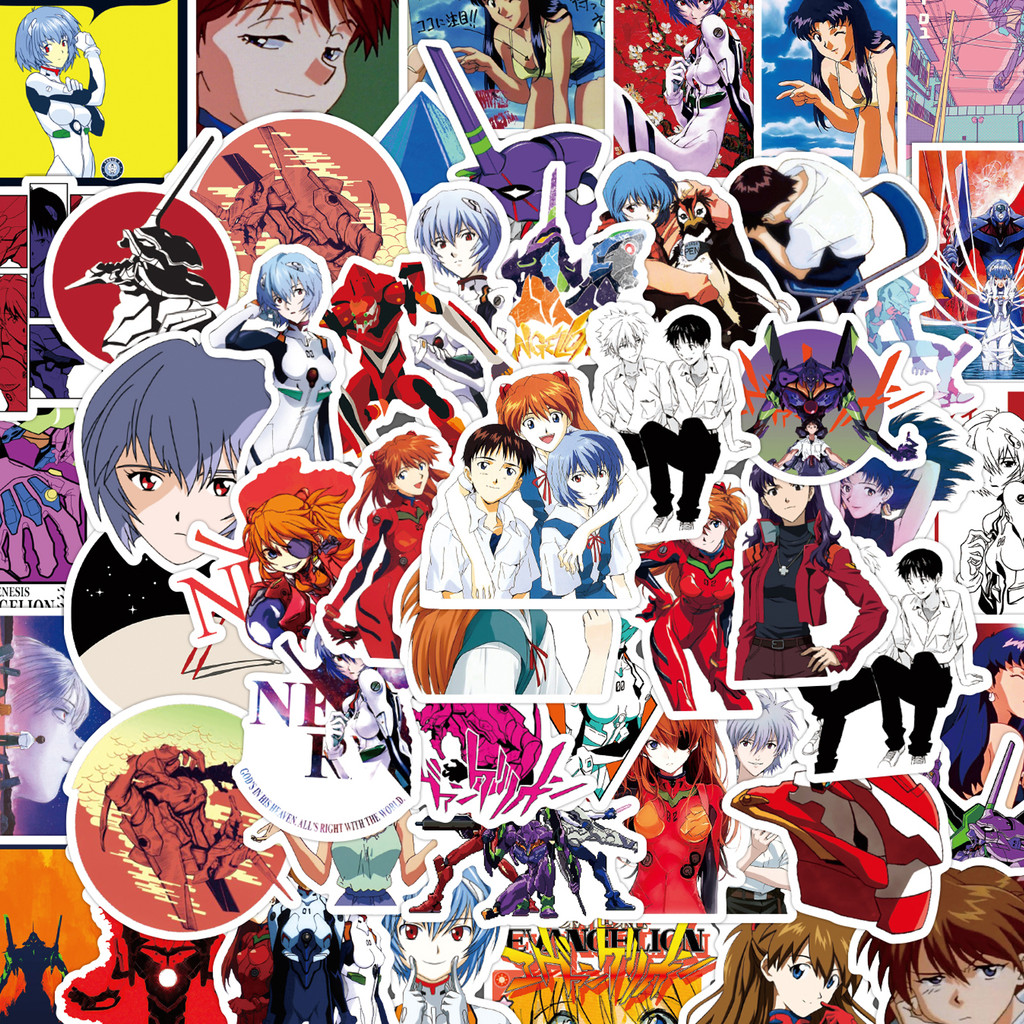 

50pcs Neon Genesis Evangelion Anime Stickers Waterproof Sticker Pack Cute Phone Case Kawai Laptop Skin Art Supplies