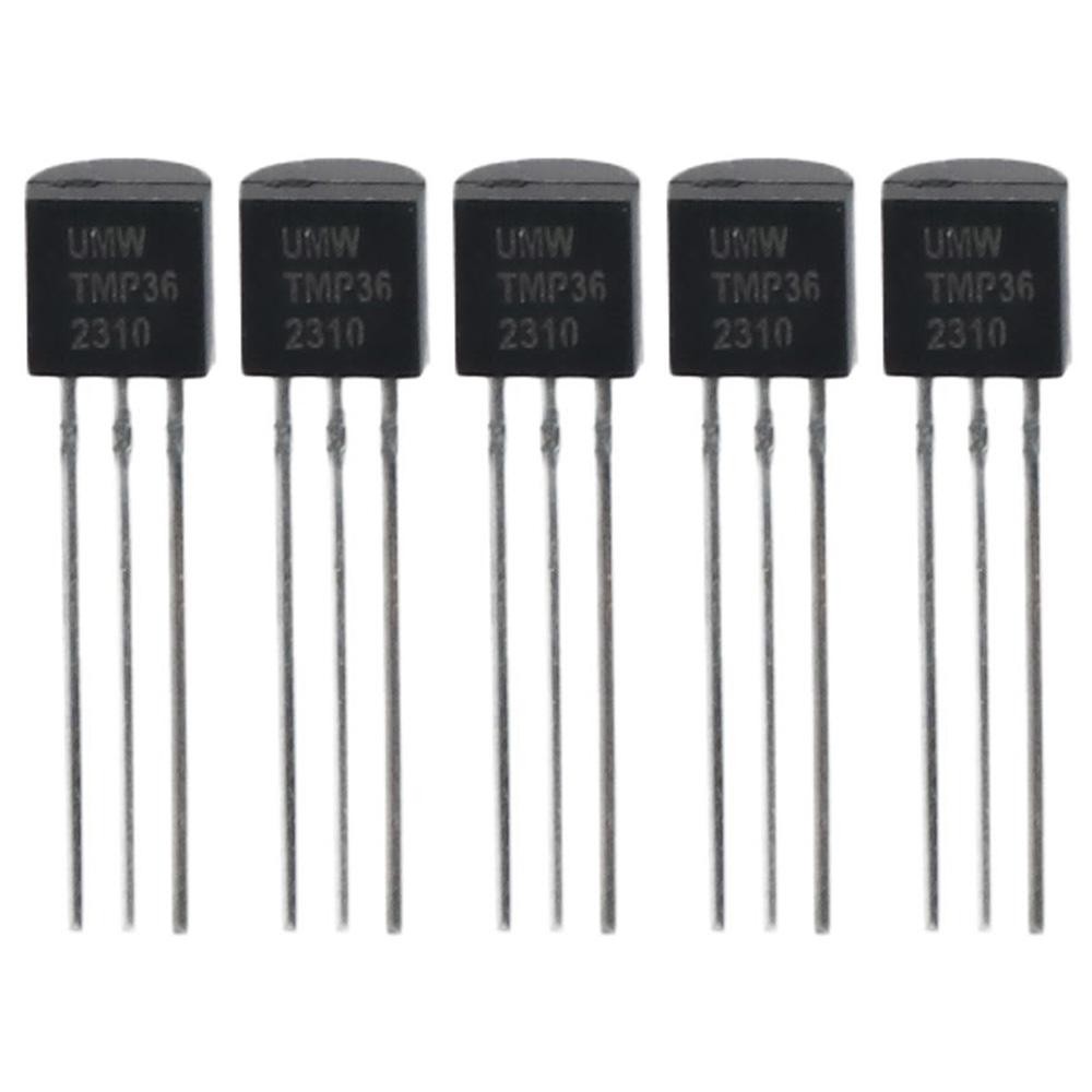 5PCS Metal Temperature Analog Sensor TMP36GT9Z TMP36 Black 3-Pin ±2°C 10 MV/8°C Digital Thermometer 