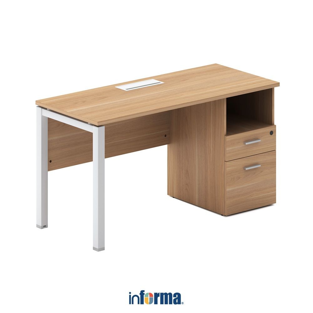 Informa Sieben 140 cm Neo Meja Kantor - Cokelat Walnut Office Table Furnitur Kantor Meja Kerja Belaj