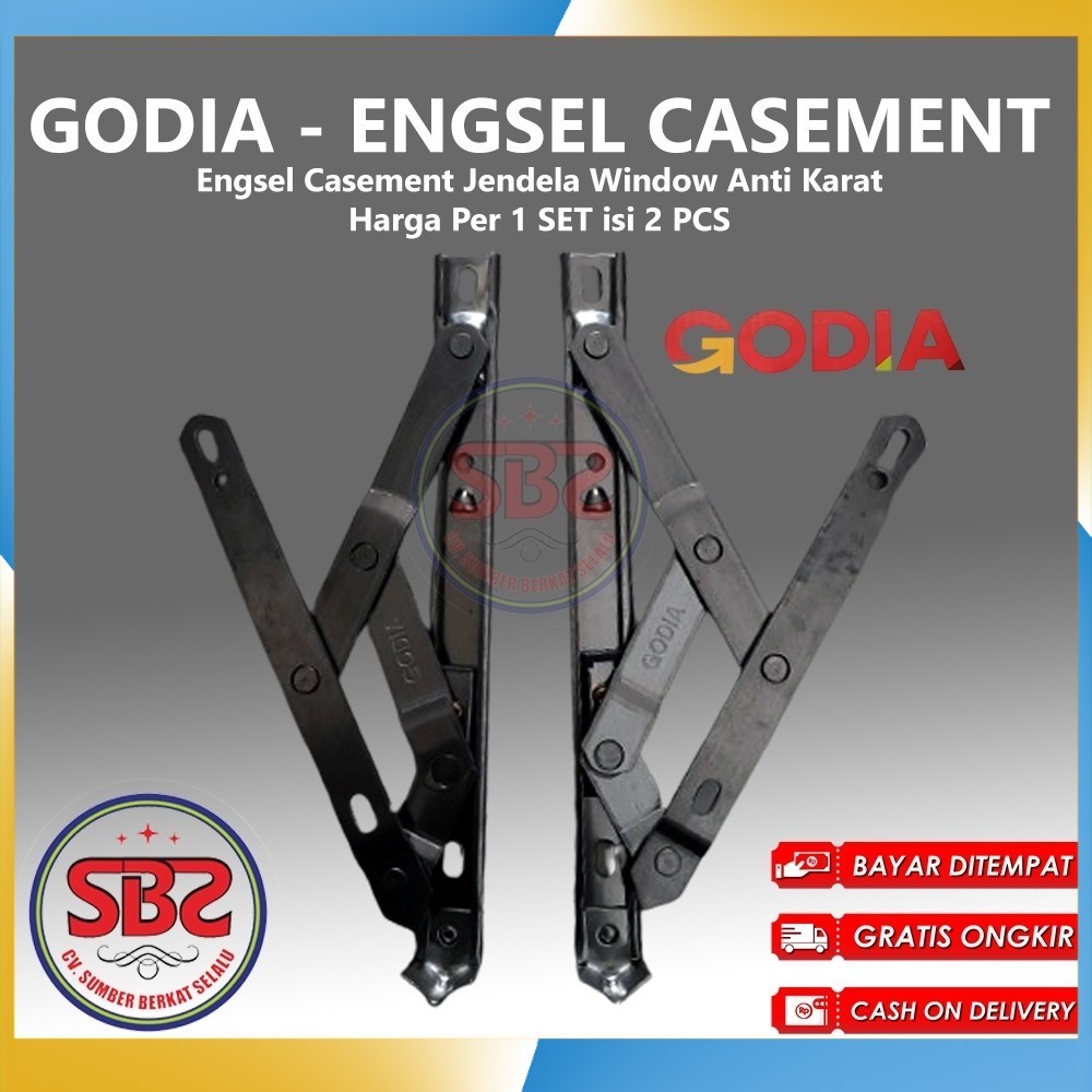 GODIA - ENGSEL CASEMENT - Engsel Jendela Casement Window Kayu Alum 8'' 10" 12" 14" 16'' 18" 20" In