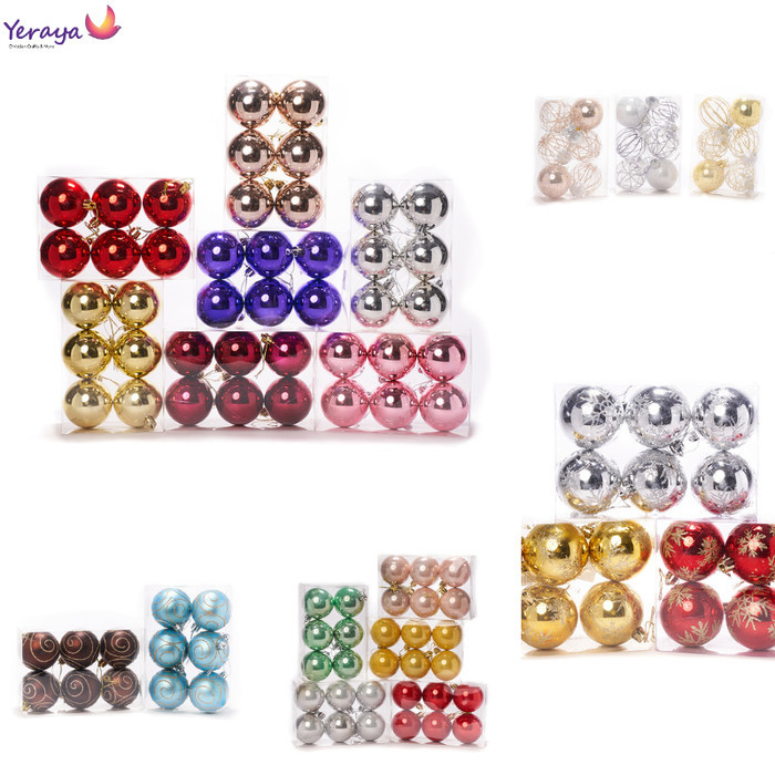 Max Hiasan Bola Natal Motif 6cm isi 6 Motif-Bola Natal-Dekorasi Natal - Motif Silver