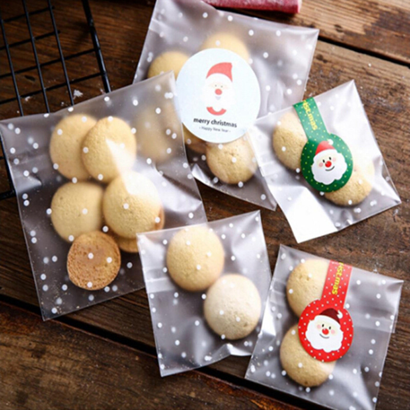 

100pcs Transparent Polka Dot Candy Cookie Packaging Bags With DIY Self Adhesive Pouch Wedding Birthday Party Bags For Gifts