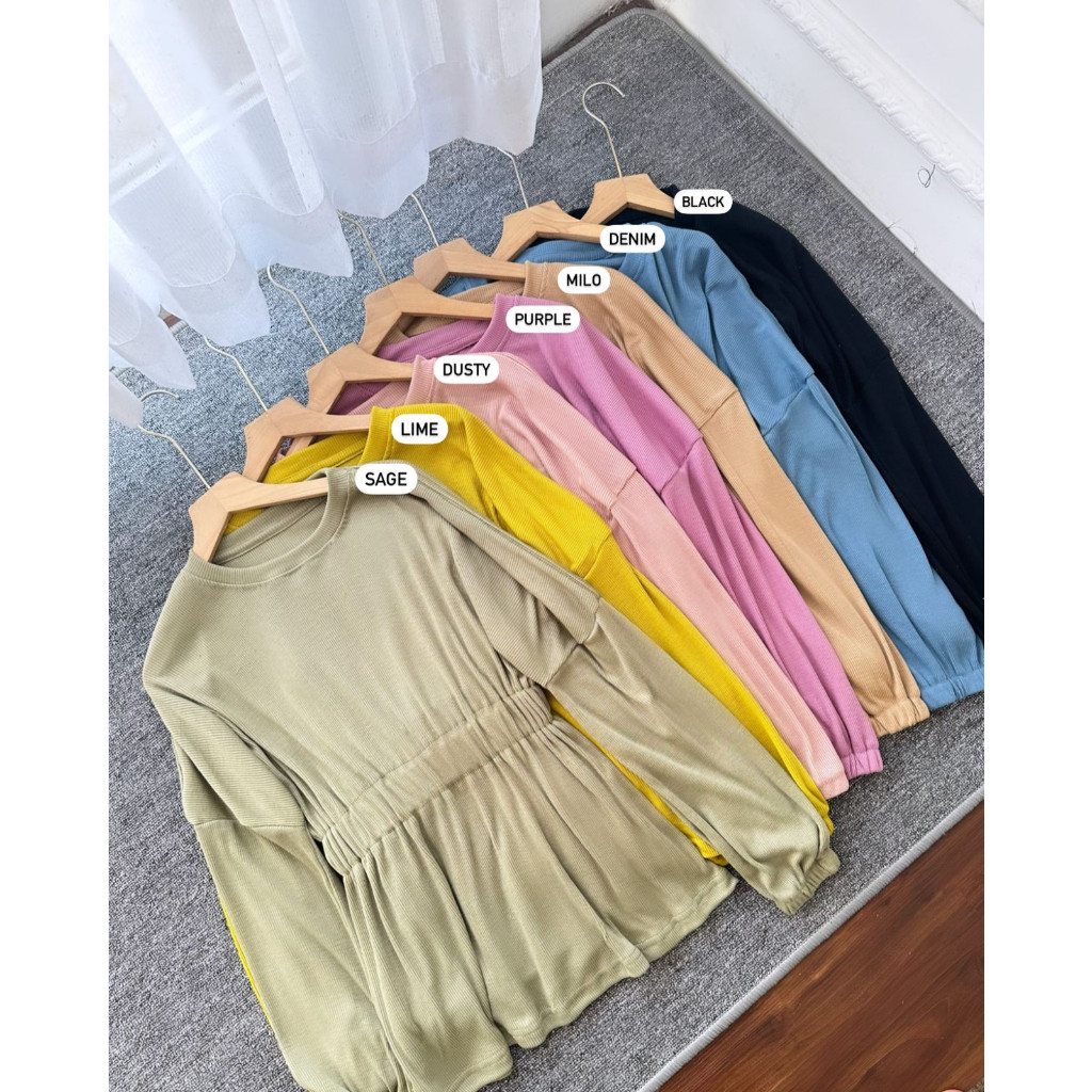 Atasan Tunik Terbaru 2025 Malika Blouse Wanita Bahan Rayon Rib Knit Wanita Korea