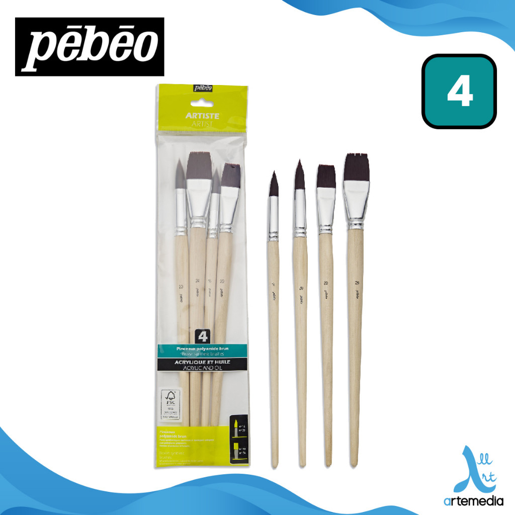 

Gramedia Surabaya - Pebeo Brown Synthetic Oil and Acryllic Brush Set