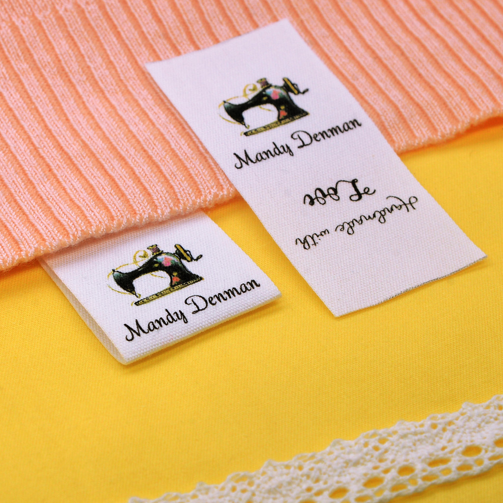

Custom Sewing label, Logo or Text - fold Tags, Personalized Brand , Printing Labels, sew on label(FR106)